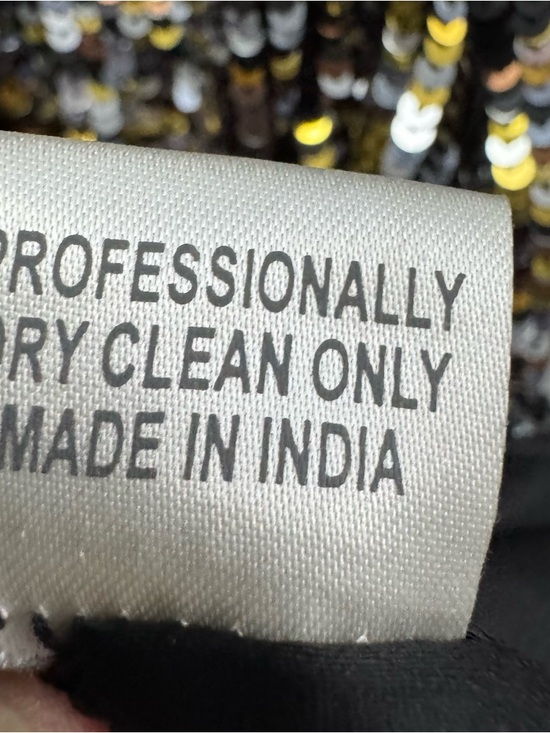 Parker Silk Sequin Mini Dress Gold Black Long Sleeve V Neck Party L - Picture 11 of 15